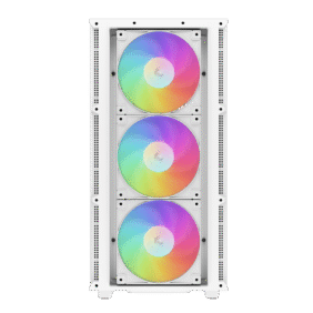DeepCool CH560 Digital ATX Mesh Front Mid-Tower With Built-in Dual Status Digital LCD Display And 3X Front 140mm + 1X Rear 120mm ARGB Fans And Tempered Glass Side Panel - White Colour - Image 4