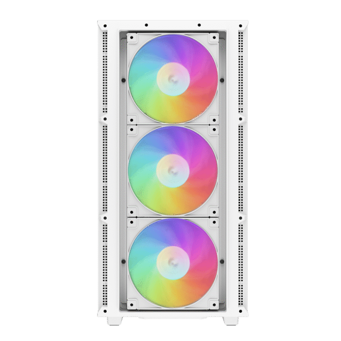 DeepCool CH560 Digital ATX Mesh Front Mid-Tower With Built-in Dual Status Digital LCD Display And 3X Front 140mm + 1X Rear 120mm ARGB Fans And Tempered Glass Side Panel - White Colour - Image 4