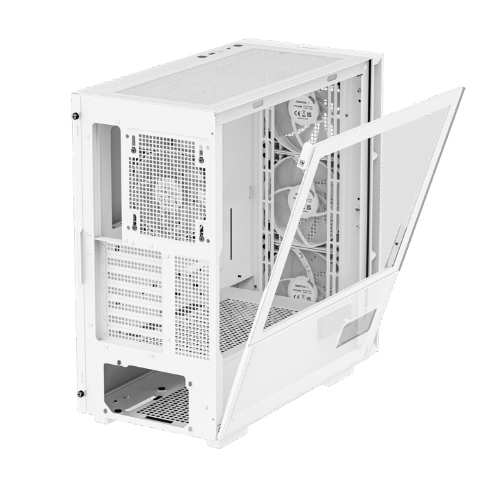 DeepCool CH560 Digital ATX Mesh Front Mid-Tower With Built-in Dual Status Digital LCD Display And 3X Front 140mm + 1X Rear 120mm ARGB Fans And Tempered Glass Side Panel - White Colour - Image 7