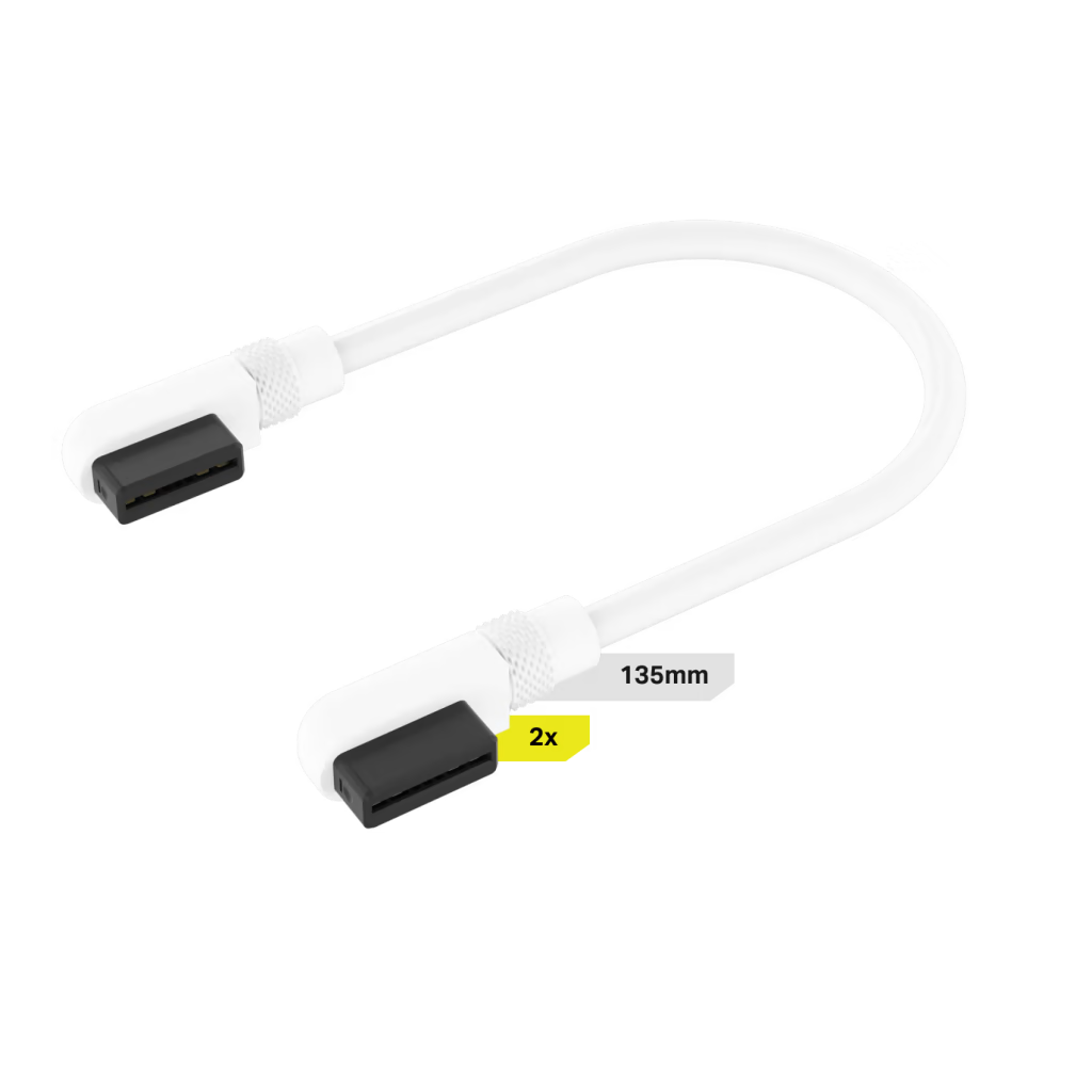CL-9011134-WW Corsair iCUE LINK Cable, 2x 135mm with Slim 90° connectors, White - Image 1