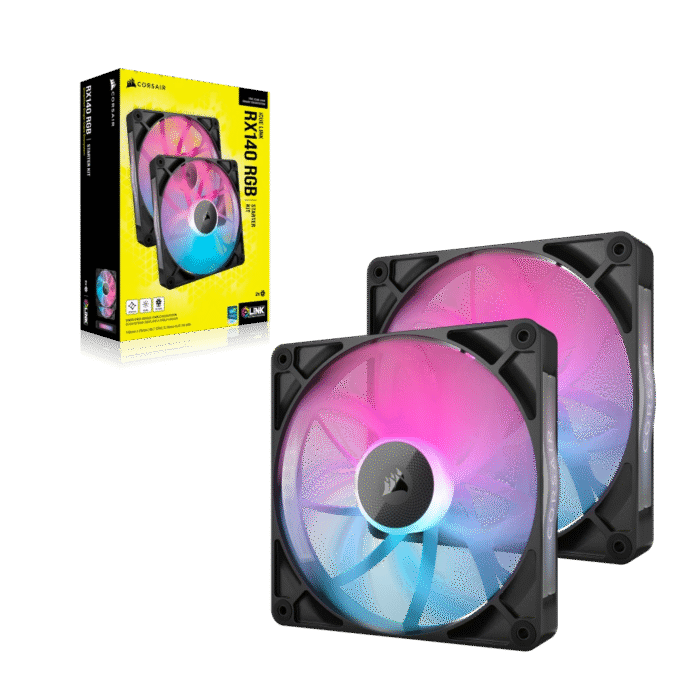 Corsair iCUE LINK RX140 RGB 140mm PWM Fan Twin Starter Kit – Black - Image 3