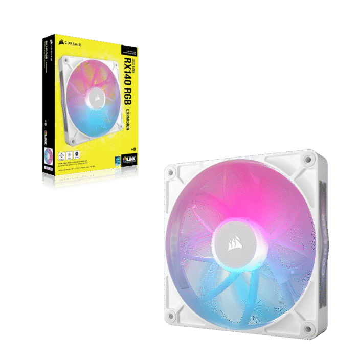 Corsair iCUE LINK RX140 RGB 140mm PWM Single Fan Expansion – White - Image 3