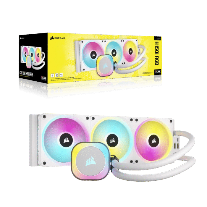 Corsair iCUE LINK H150i RGB AIO 360mm Liquid CPU Cooler - White - End of Life - Image 7