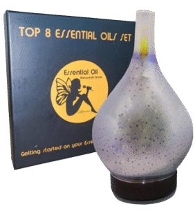 Silkender 100ML FIREWORK EFFECT GLASS AROMATHERAPY DIFFUSER AND 8 ESSENTIAL OIL SET