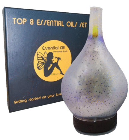 Silkender 100ML FIREWORK EFFECT GLASS AROMATHERAPY DIFFUSER AND 8 ESSENTIAL OIL SET