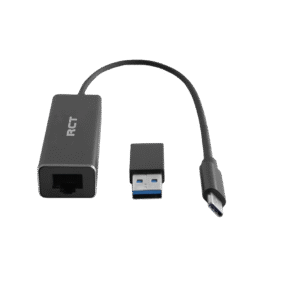 RCT USB 3.0 TYPE C TO RJ45 GIGABIT ETHERNET ADAPTOR WITH USB C TO A ADAPTOR
