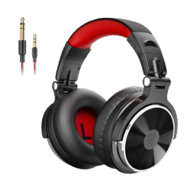 Oneodio Pro 10 Professional Wired Over Ear DJ and Studio Monitoring Headphones – Red/Black - Image 2