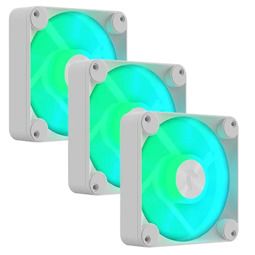 FP1-120 PWM ARGB-W (1) Aerocool APNX FP1 120mm PWM ARGB Fan - White - 3 pack with hub - Image 1