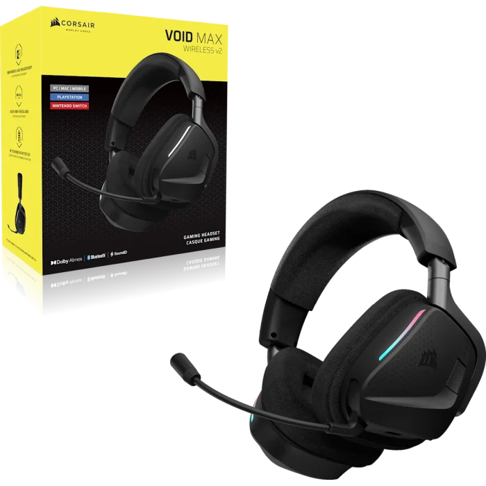 Corsair VOID v2 MAX WIRELESS Gaming Headset - Carbon - PC, MAC, Playstation, Mobile - Image 4