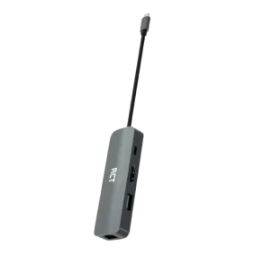RCT compact 4-in-1 USB Type C hub with 1 HDMI; 1 USB 3.0; RJ45 and USB C Power Pass-through