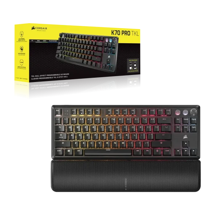 Corsair K70 PRO TKL High-Performance Hall Effect Programmable Gaming Keyboard with Rapid Trigger - ABS Double-Shot - Keycaps - Black - Image 3