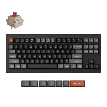 Keychron V3 Ultra 8K Wireless Custom Mechanical Keyboard Knob - (Keychron Silk POM Switch Red) - Black
