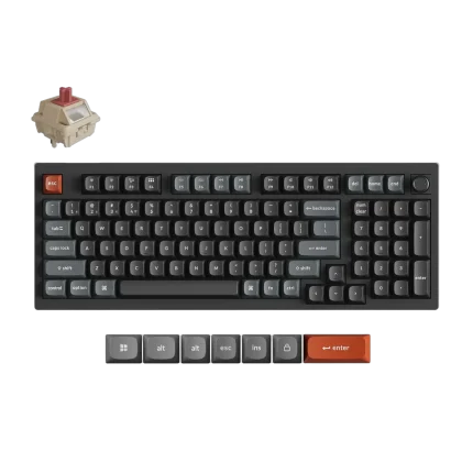 Keychron V5 Ultra 8K Wireless Custom Mechanical Keyboard - (Keychron Silk POM Switch Red) - Black